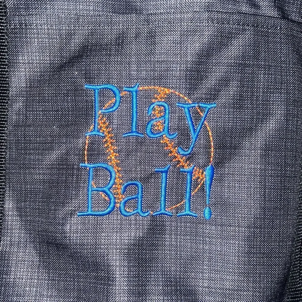 Thirty-One Junior Rec Duffle Bag Black Cross Pop Play Ball Baseball Embroidered